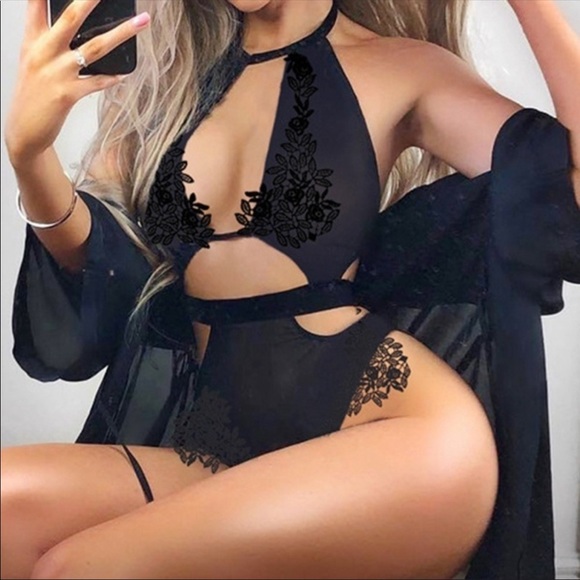 Halter sleeveless mesh lace bodysuit NWOT - Picture 4 of 8